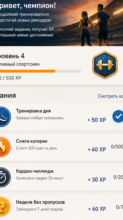 Club Sport — главный экран приложения